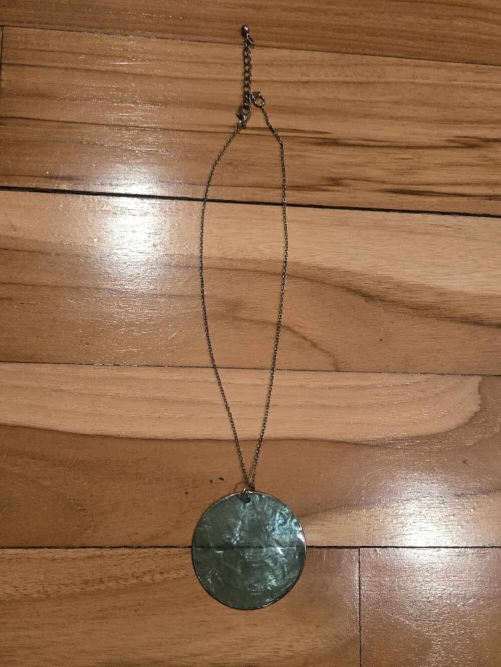 Round Iridescent Shell Pendant Necklace